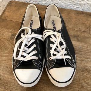 Black Leather Converse Sneakers Women’s Size 6